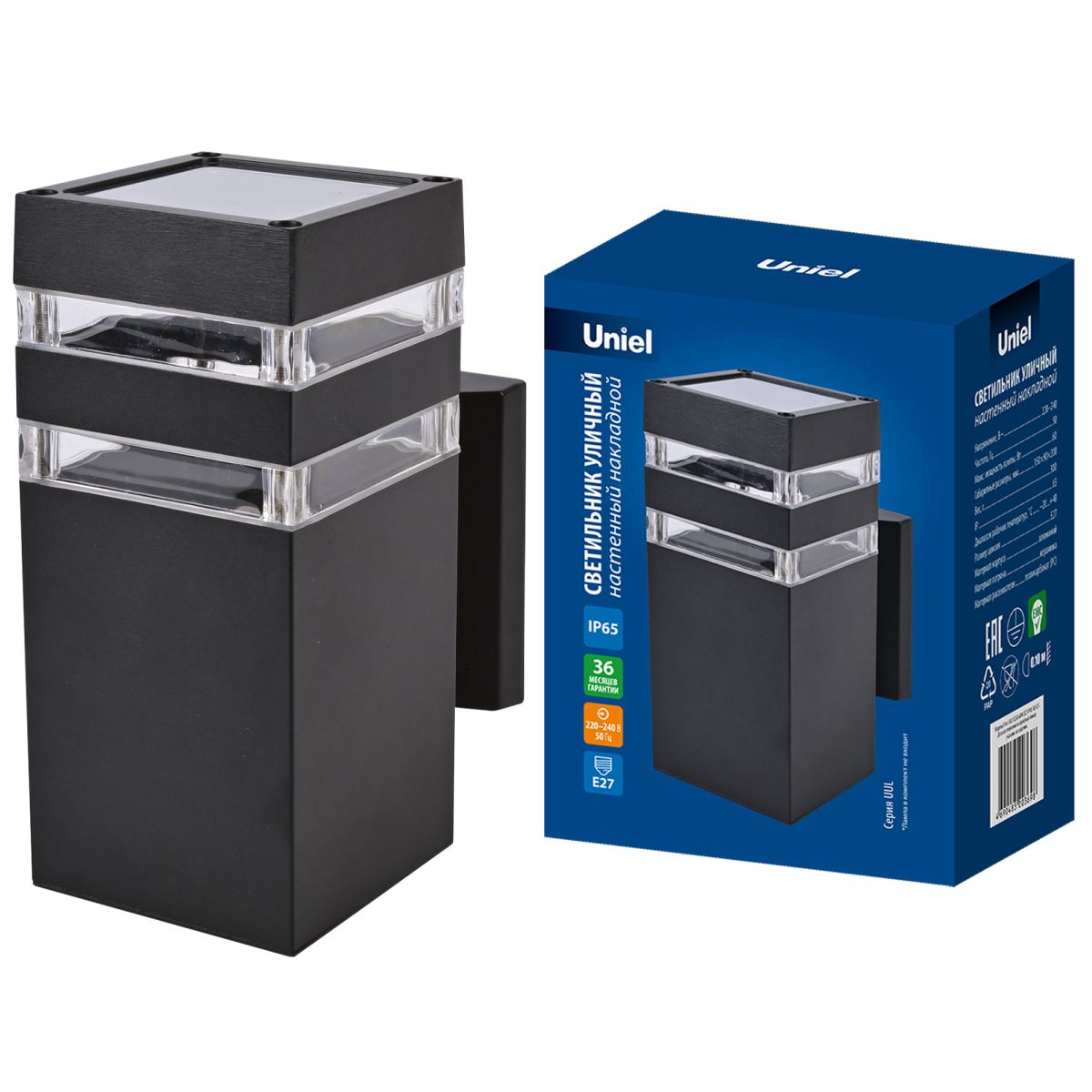 Уличный настенный светильник Uniel UUL-S23A 60W/E27 IP65 BLACK UL-00012922