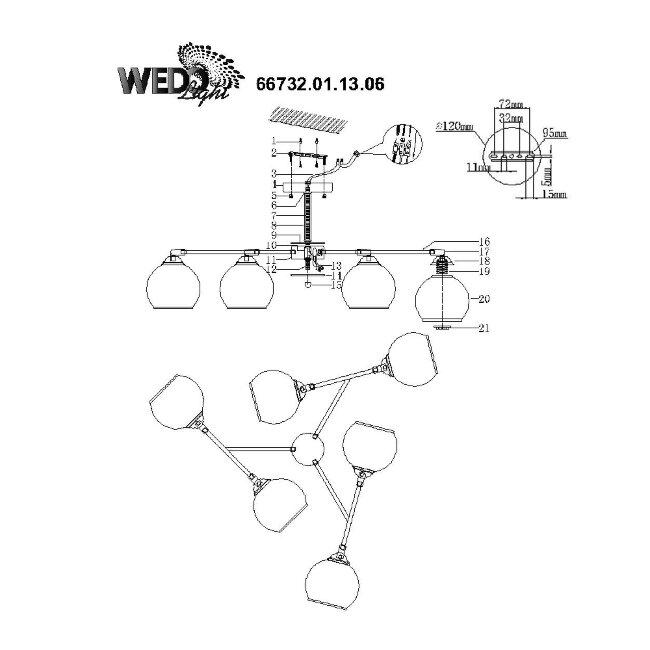 Люстра на штанге Wedo Light Ohara 66732.01.13.06