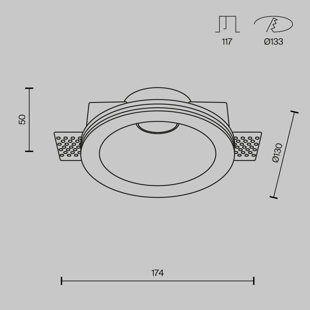 Встраиваемый светодиодный светильник Maytoni Technical Downlight Gyps Modern DL002-1-01-W-1