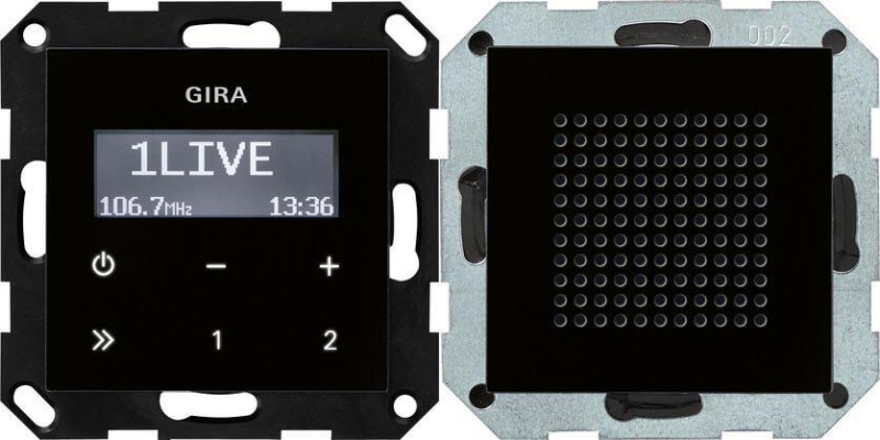 Радиоприемник RDS Gira System 55 с громкоговорителем черное стекло 228005