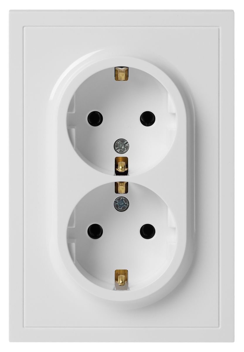 Розетка Эра Galaxy 15-2105-01 с заземлением двойная 2X2P+E Schuko со шторками IP20 16А-250В белый Б0070697