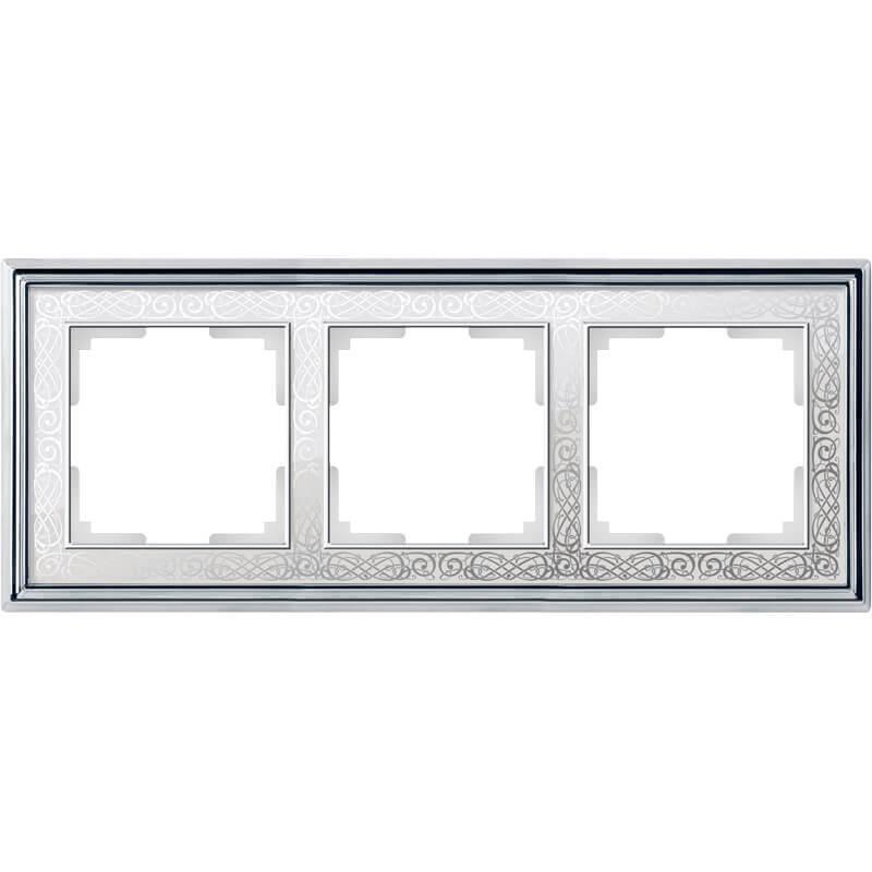 Рамка Werkel Palacio Gracia на 3 поста хром/белый WL77-Frame-03 4690389126093