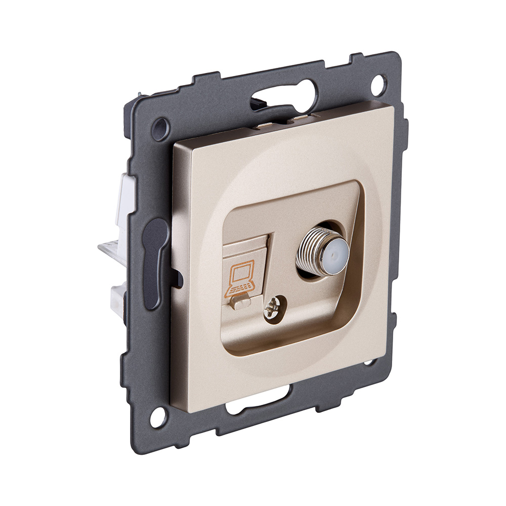 Розетка двойная спутниковая SAT + RJ45 Cat.6, золотой Kollinger REA-022GD для Aspekt, Eleganz, Reflex