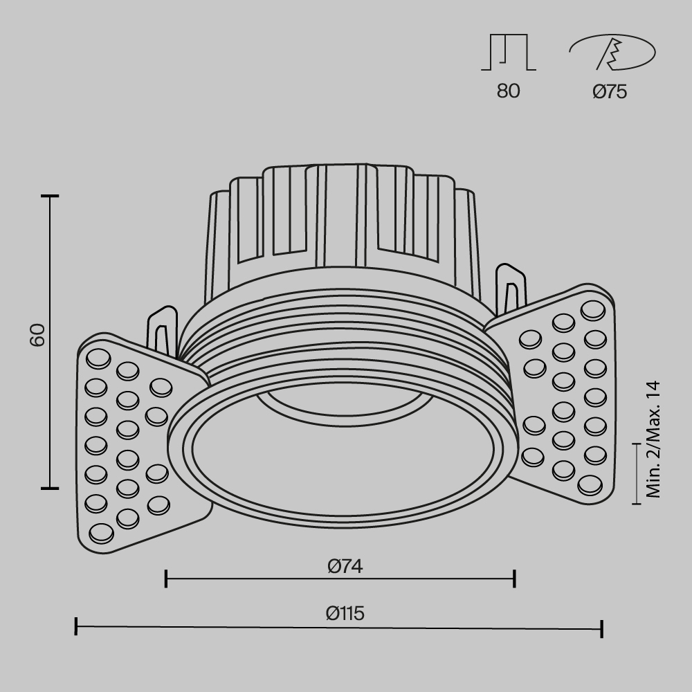 Встраиваемый светильник Maytoni Technical Downlight Round DL058-12W3K-TRS-B