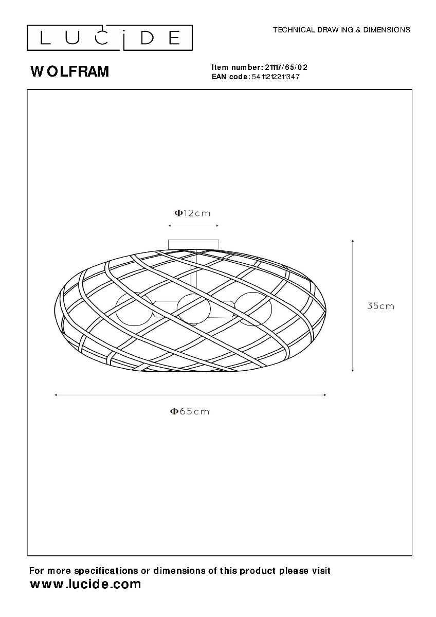 Потолочная люстра Lucide Wolfram 21117/65/02