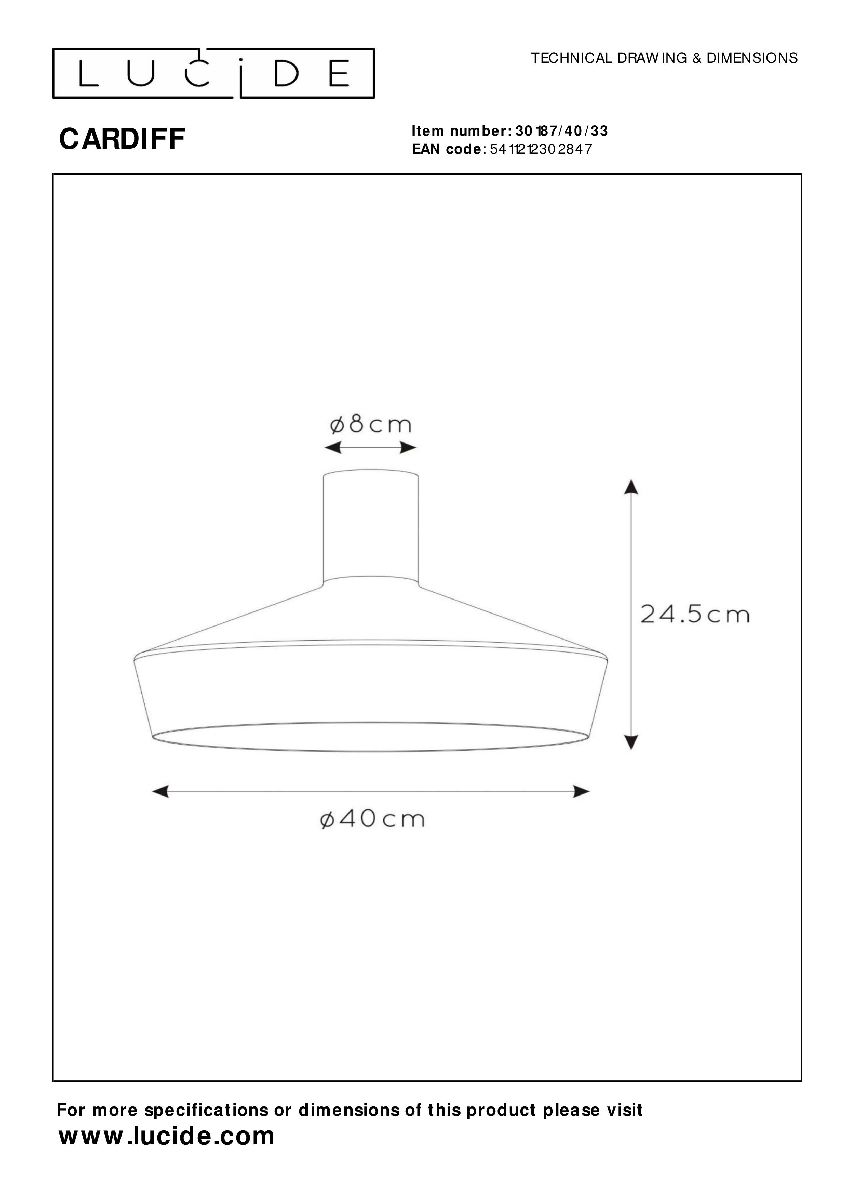 Потолочный светильник Lucide Cardiff 30187/40/33