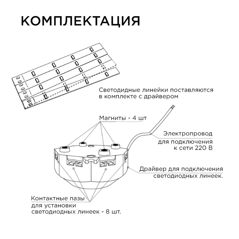 Комплект светодиодных линеек Apeyron Звездочка 220В 5730 20Вт 4000К IP30 02-46