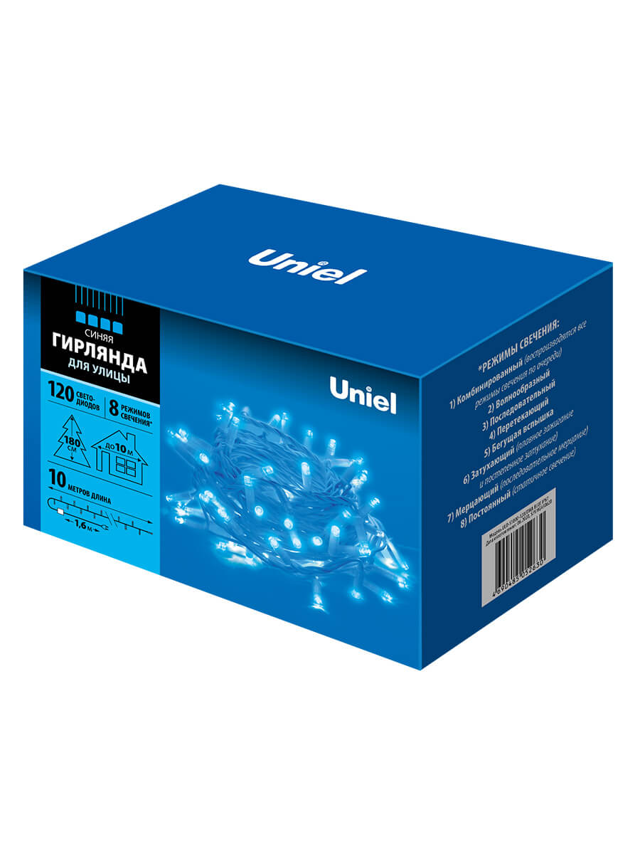 Уличная светодиодная гирлянда Uniel (07926) синий ULD-S1000-120/DWA Blue IP67