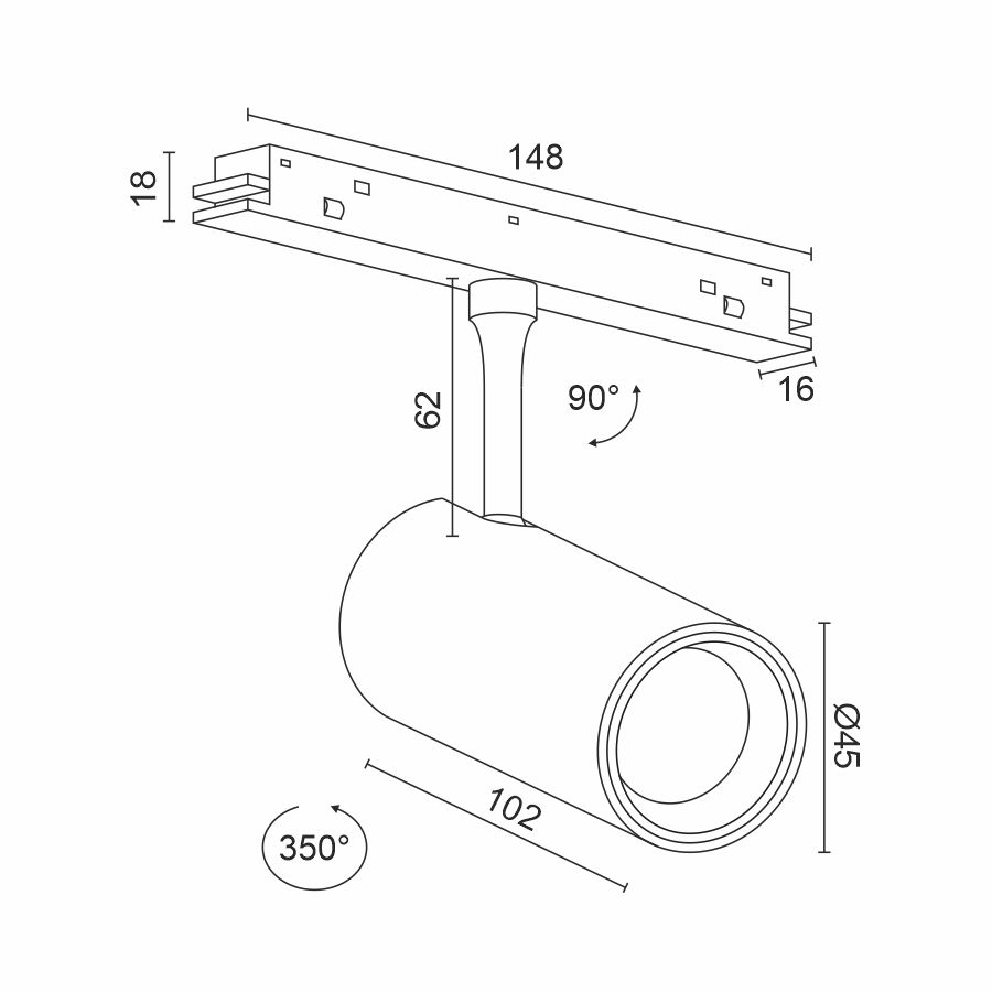 Трековый светильник для магнитной системы Ledron Pular 10 Black 3000K GDD20/10 Black 3000K 00000017547