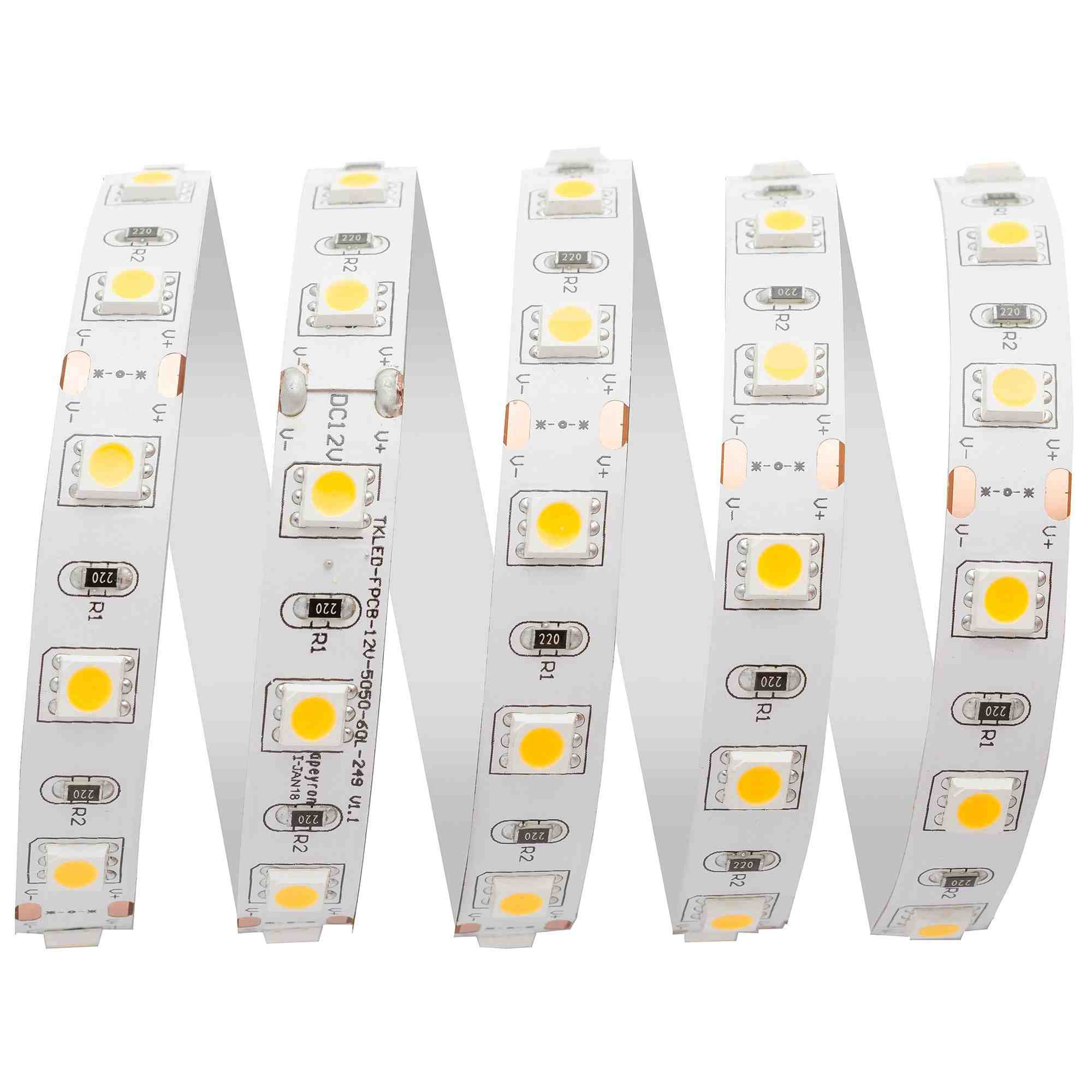 Светодиодная лента Apeyron 12В СТ 14,4Вт/м smd5050 60д/м IP20 700Лм/м 5м 3000К 00-16