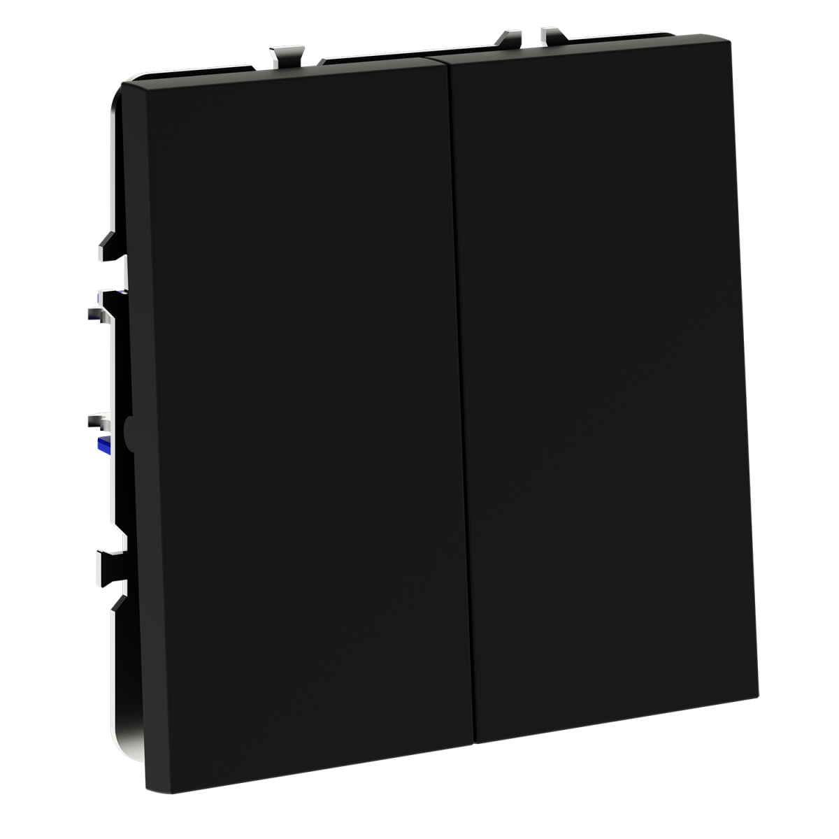 Перекрестный переключатель встраиваемый Voltum S70 двухклавишный 10А, (черный матовый) VLS020508