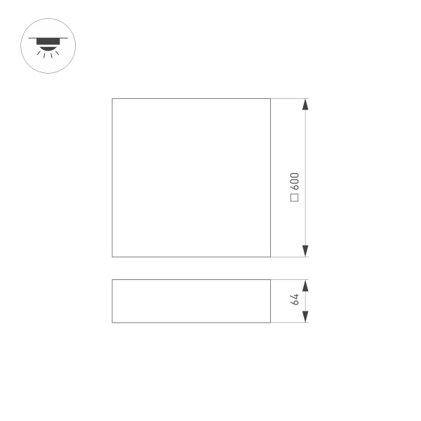 Потолочный светильник Arlight SP-Quadro-S600x600-60W Warm3000 034804