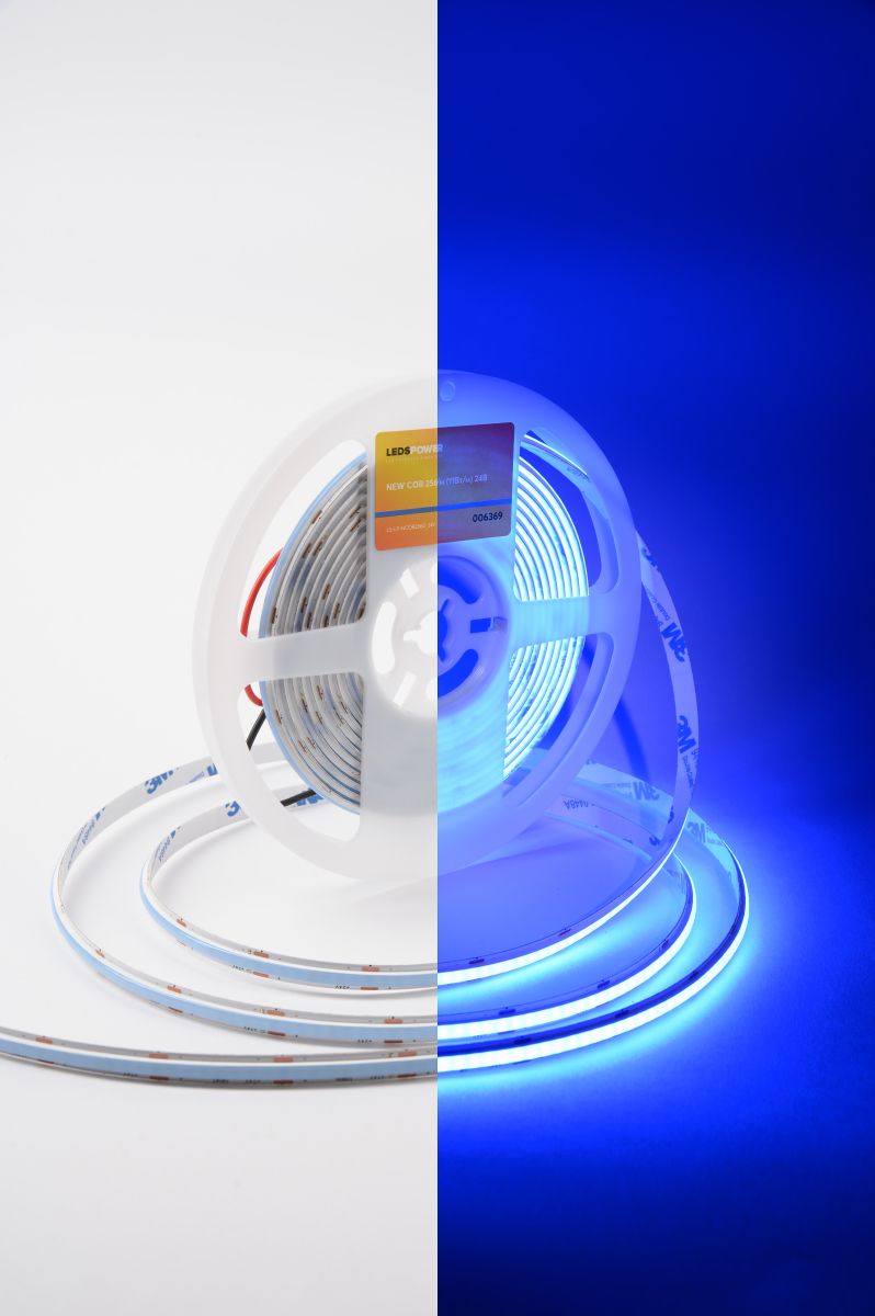Светодиодная лента LEDS POWER NEW COB 256/м (11Вт/м) 24В синяя 006369