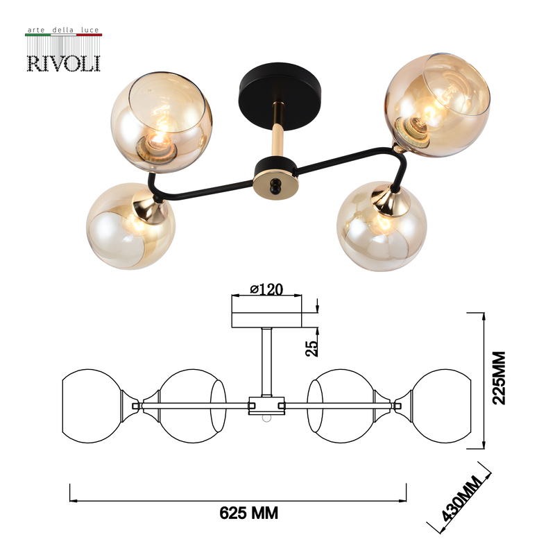 Люстра на штанге Rivoli Alison 3138-304 Б0055385