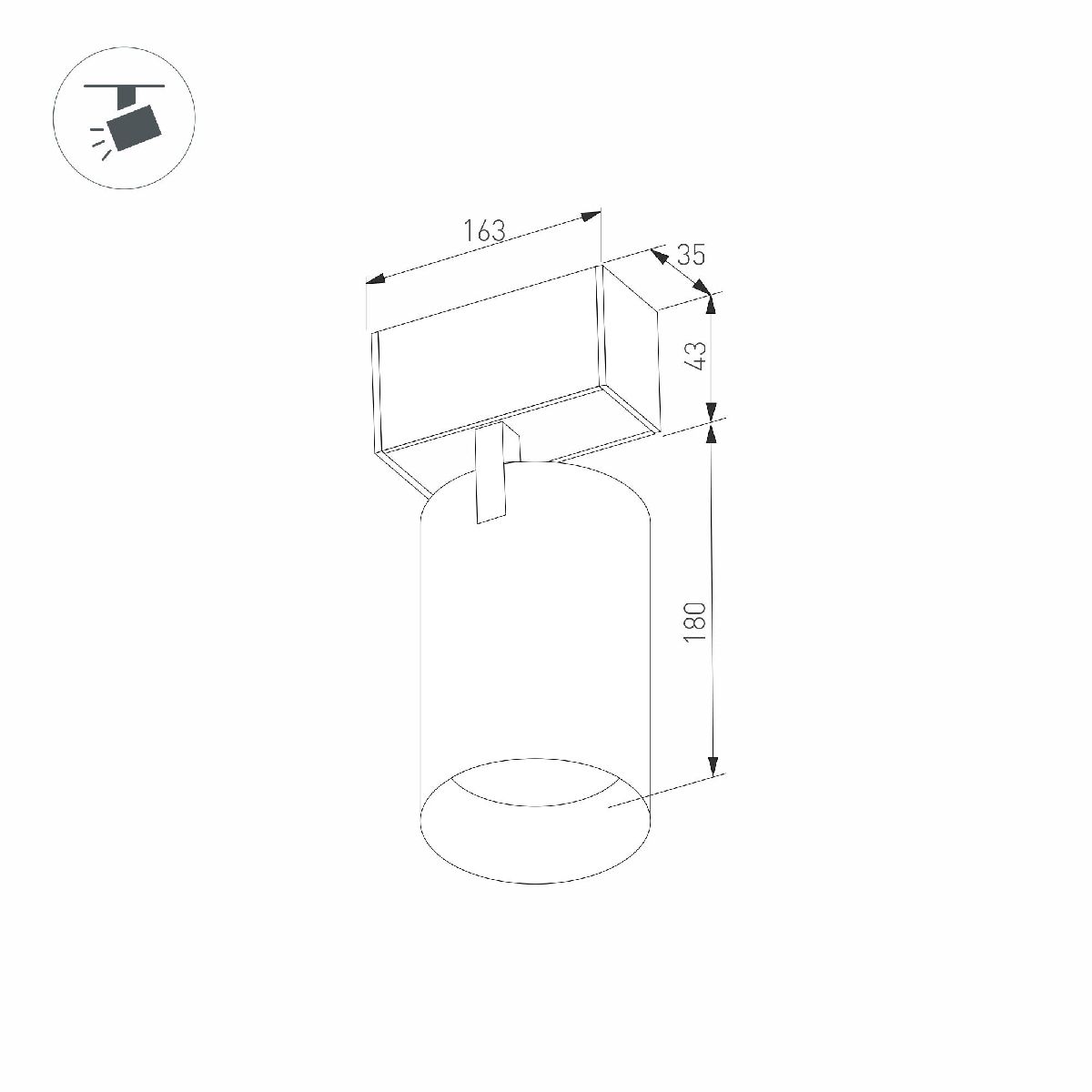 Трековый магнитный светильник Arlight MAG-SPOT-45-R65-18W Warm3000 (BK, 36 deg, 24V, DALI) 046595