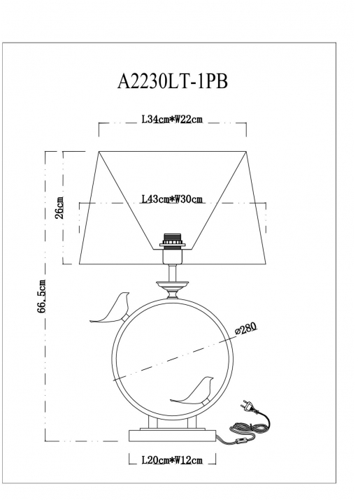 Настольная лампа Arte Lamp Rizzi A2230LT-1PB