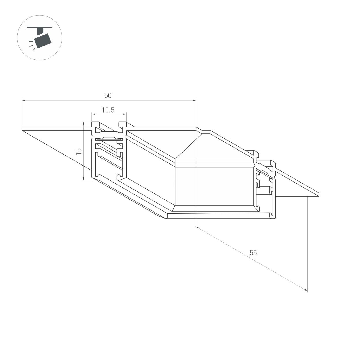 Коннектор угловой для встраиваемого магнитного шинопровода Arlight MAG-MICROCOSM-CON-FDW-L90 (BK) (IP20 Металл) 043055