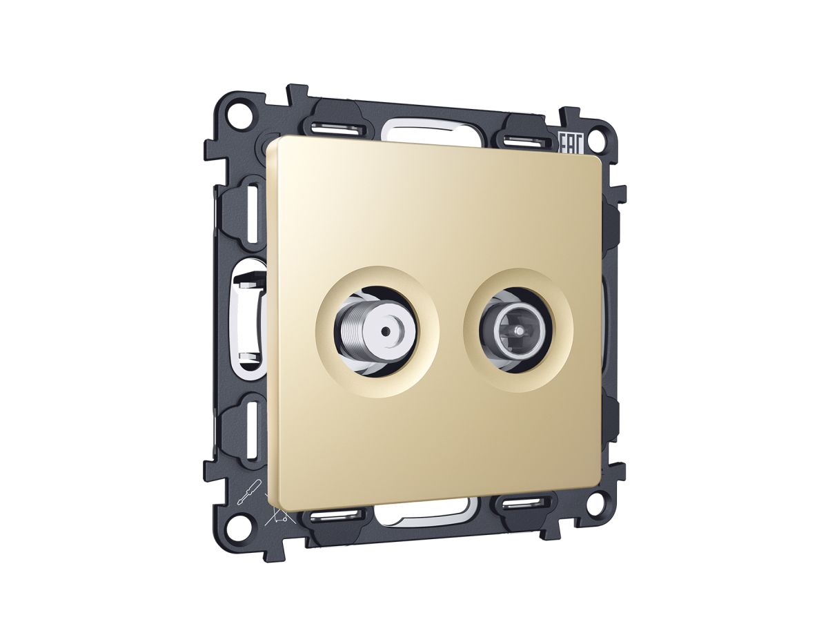 Комплект механизма розетки TV оконечной + SAT 5-862MHz 3.5dB/950-2150MHz 3.5dB Alfa Шампань Quant Ambrella Volt MA613310 (AP6133, VM217)