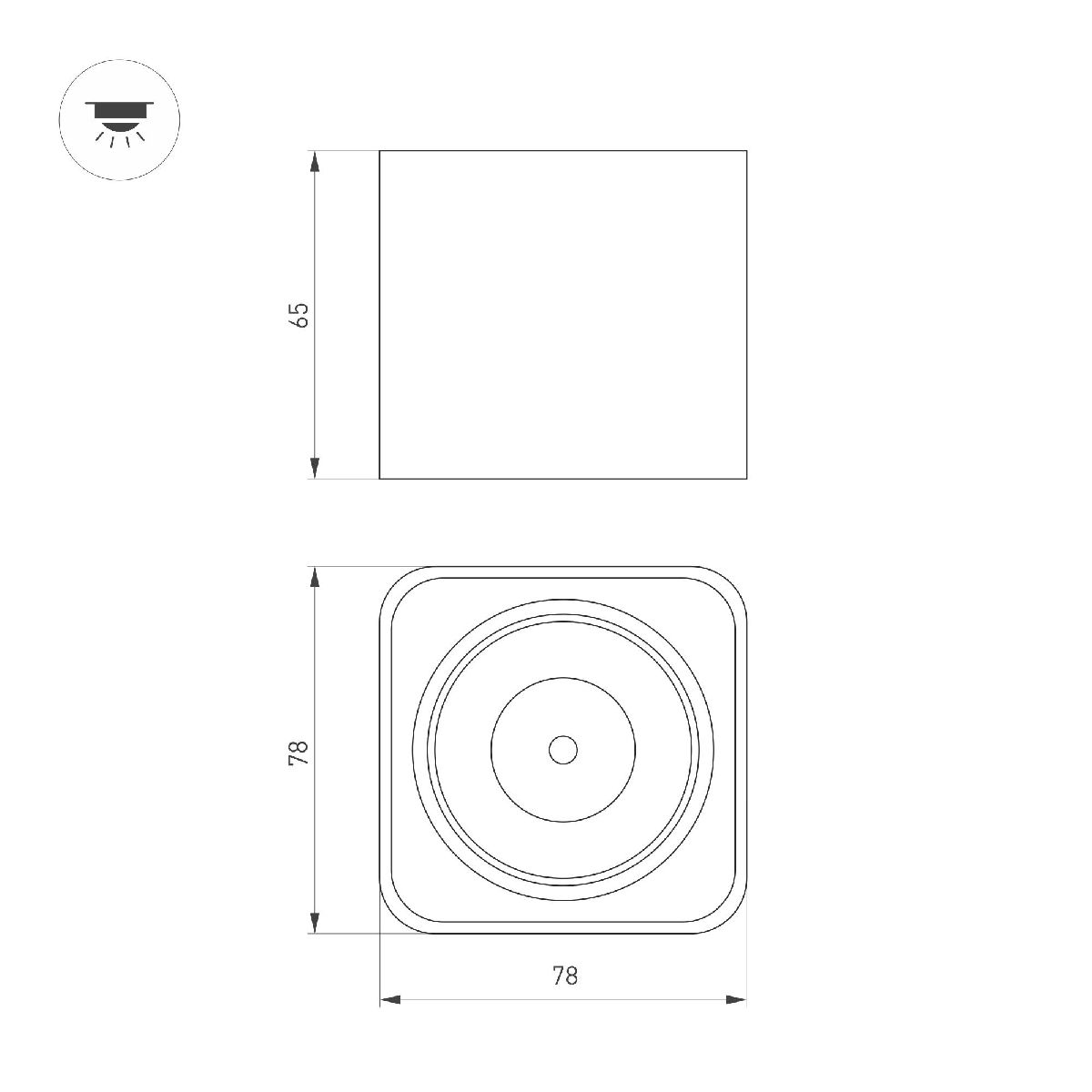 Накладной светильник Arlight SP-DICE-S78x78-10W Warm3000 (WH, 24 deg, 230V) 046633