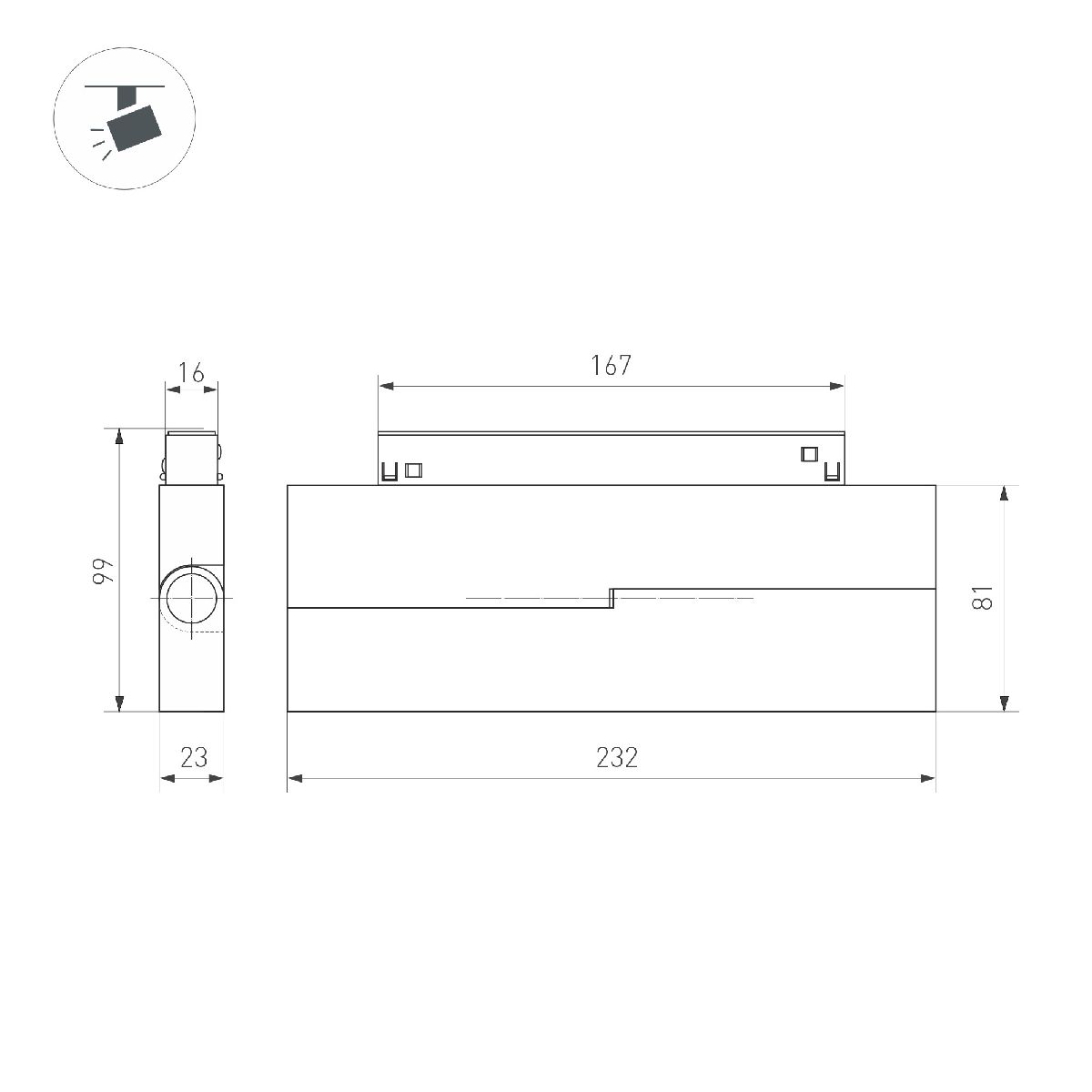 Трековый магнитный светильник Arlight MAG-ORIENT-DOTS-FOLD-S230-12W Day4000 (BK, 30 deg, 48V) 041531