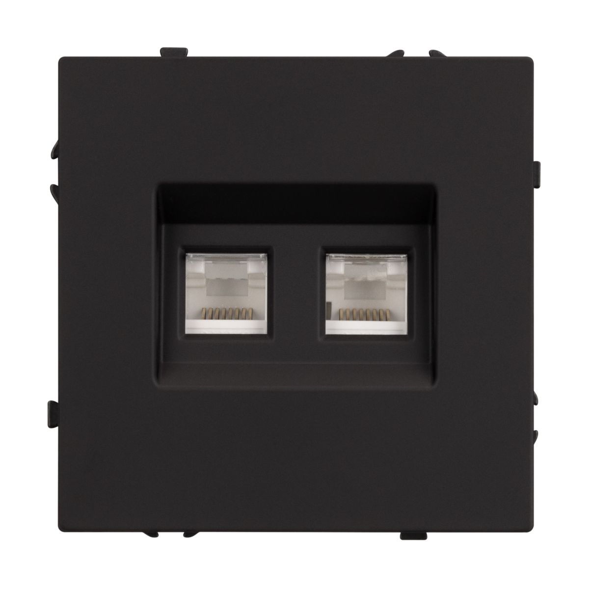 Розетка компьютерная двойная софт-тач черный оникс Arlight SCT-MPC2-SFPL-BK (2хRJ-45, CAT6) 054313(1)