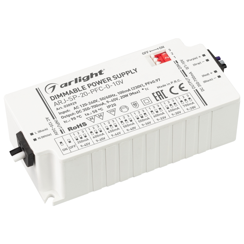 Блок питания Arlight ARJ-SP-20-PFC-0-10V (20W, 350-700mA) 030929