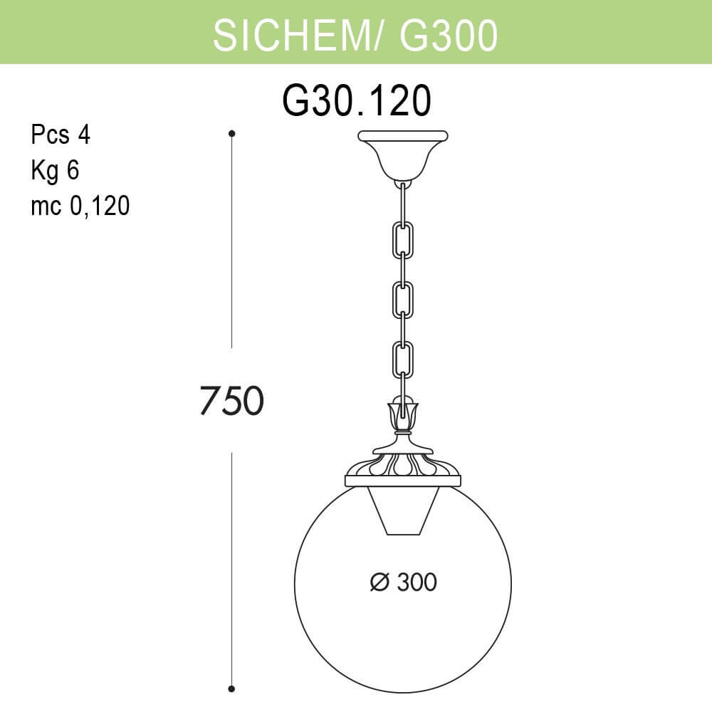 Уличный подвесной светильник Fumagalli Sichem/G300 G30.120.000.WYE27
