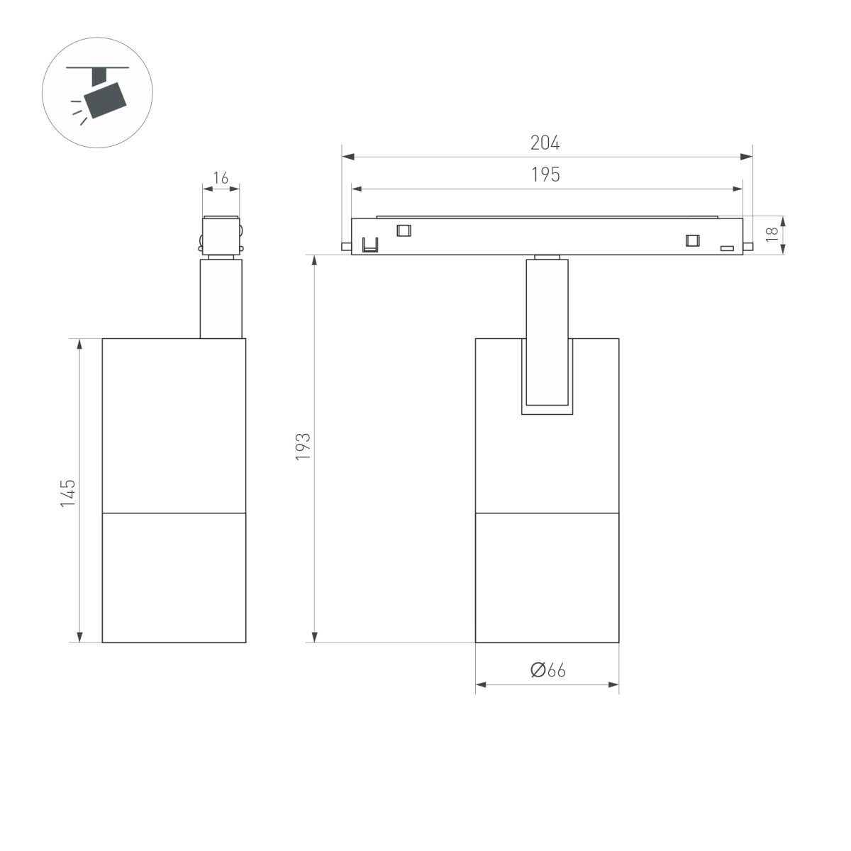Трековый магнитный светильник Arlight MAG-ORIENT-SPOT-ZOOM-R65-15W Day4000 (BK, 20-60 deg, 48V, DALI) (IP20 Металл) 048662(1)