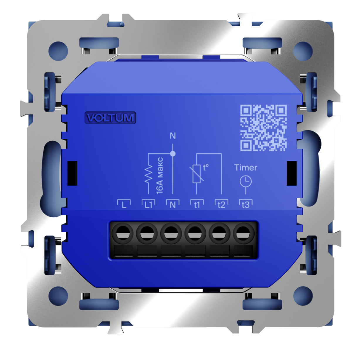 Терморегулятор электронный Voltum S70 с индикацией и датчиком, для теплого пола, (деним) VLS070115