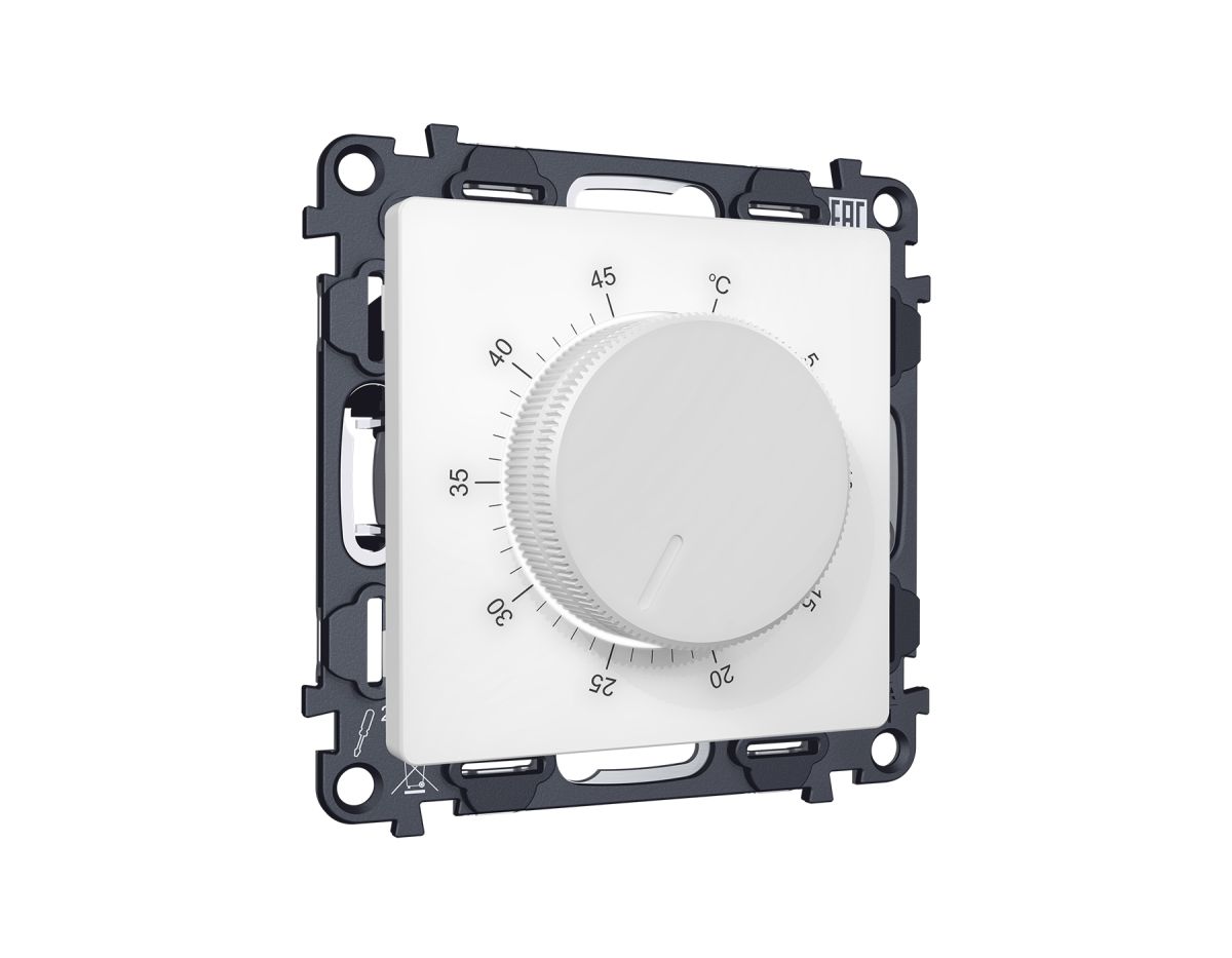 Комплект механизма терморегулятора с датчиком для теплого пола с подсветкой 16A-250V Alfa Белый матовый Quant Ambrella Volt MA125710 (AP1257, VM1381)