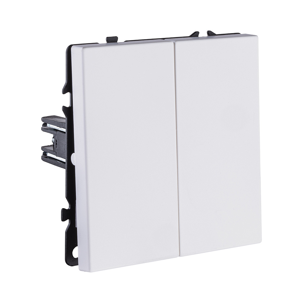 Выключатель кнопочный 2-клавишный 10А/250В, белый глянцевый Kollinger Eclipse EC-025WG