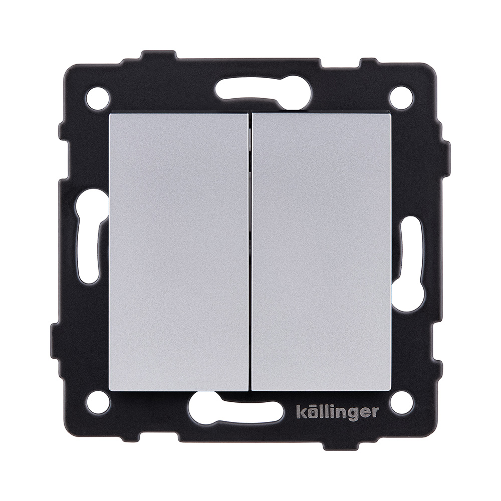 Выключатель кнопочный 2-клавишный 10А/250В, серый Kollinger REA-S-011GY для Aspekt, Eleganz, Reflex