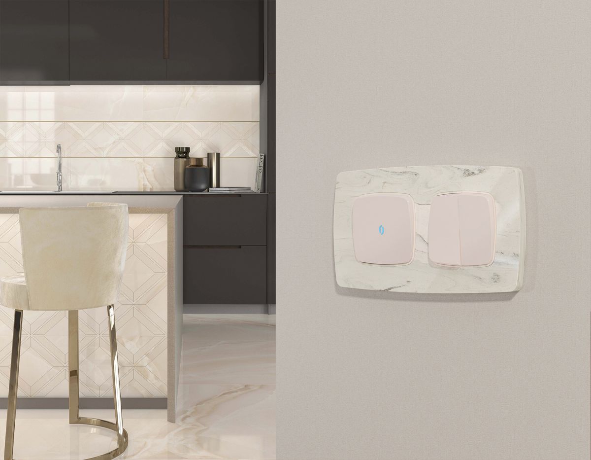 Комплект механизма 2-клавишного перекрестного выключателя Ambrella Volt 10A-250V OMEGA MO203030 Жемчуг QUANT (OP2030, VM125)