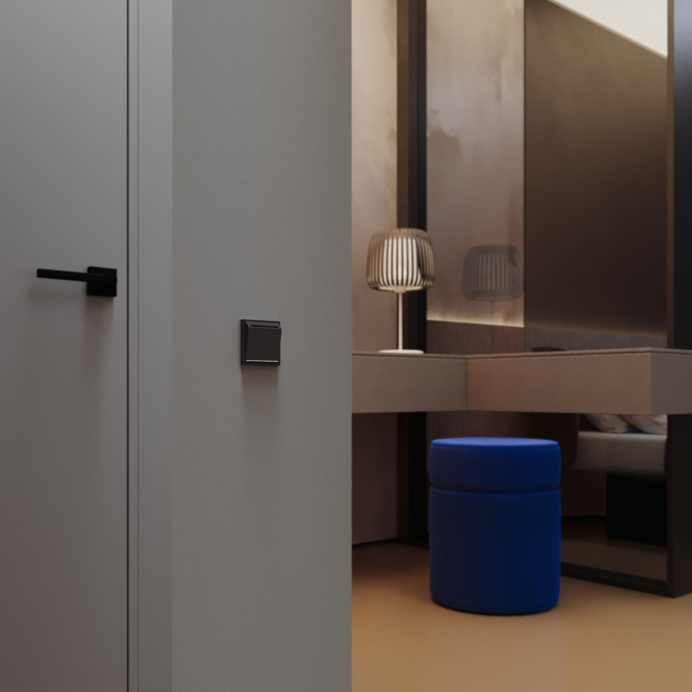 Выключатель встраиваемый Voltum S70 карточный 16А, (черный матовый) VLS010708