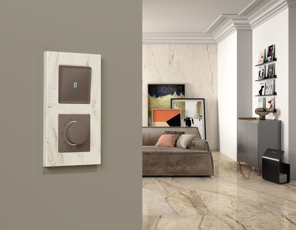 Лицевая панель Alfa (Темная бронза матовый) для терморегулятора теплого пола Quant Ambrella Volt AP6357