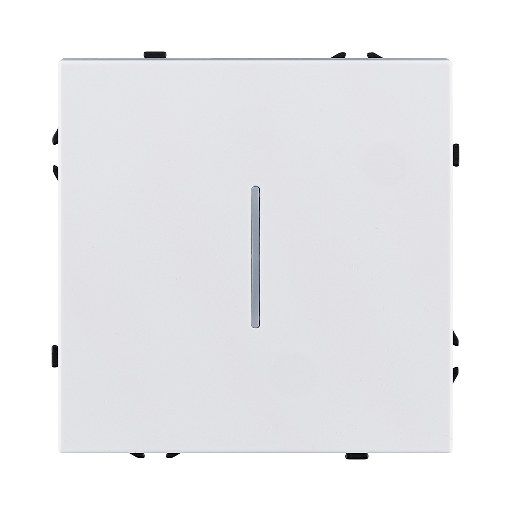 Выключатель кнопочный 1-клавишный 10А/250В с LED подсветкой, белый глянцевый Kollinger Eclipse EC-012WG