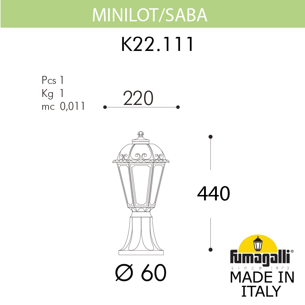 Ландшафтный светильник Fumagalli MINILOT/SABA K22.111.000.BYE27