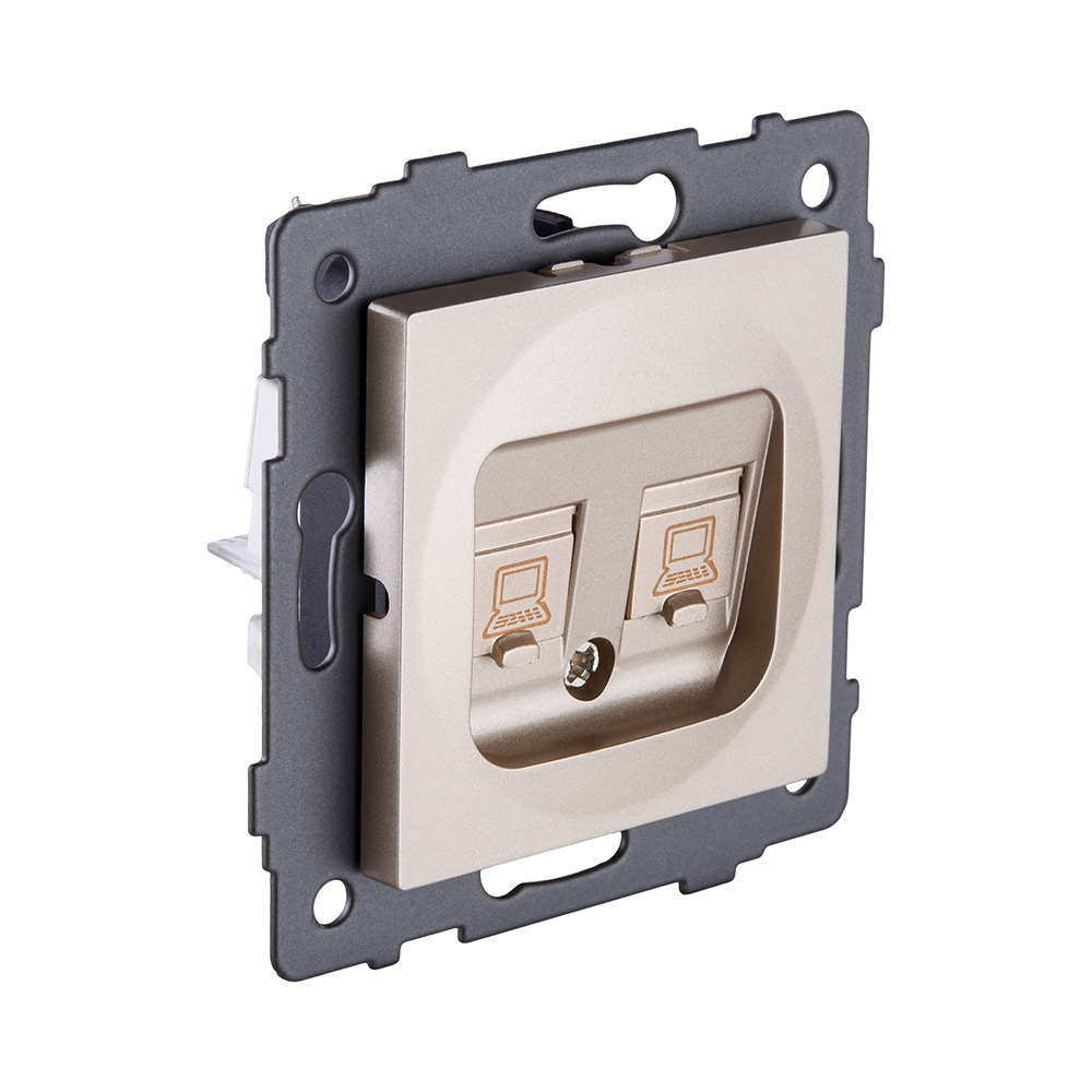 Розетка двойная Ethernet RJ45 Cat.5, золотой Kollinger REA-015GD для Aspekt, Eleganz, Reflex