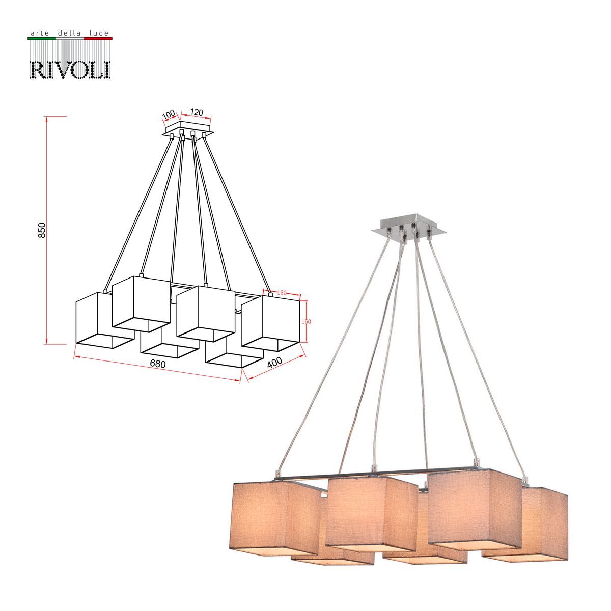 Подвесная люстра Rivoli Grendel 3119-306 Б0054991