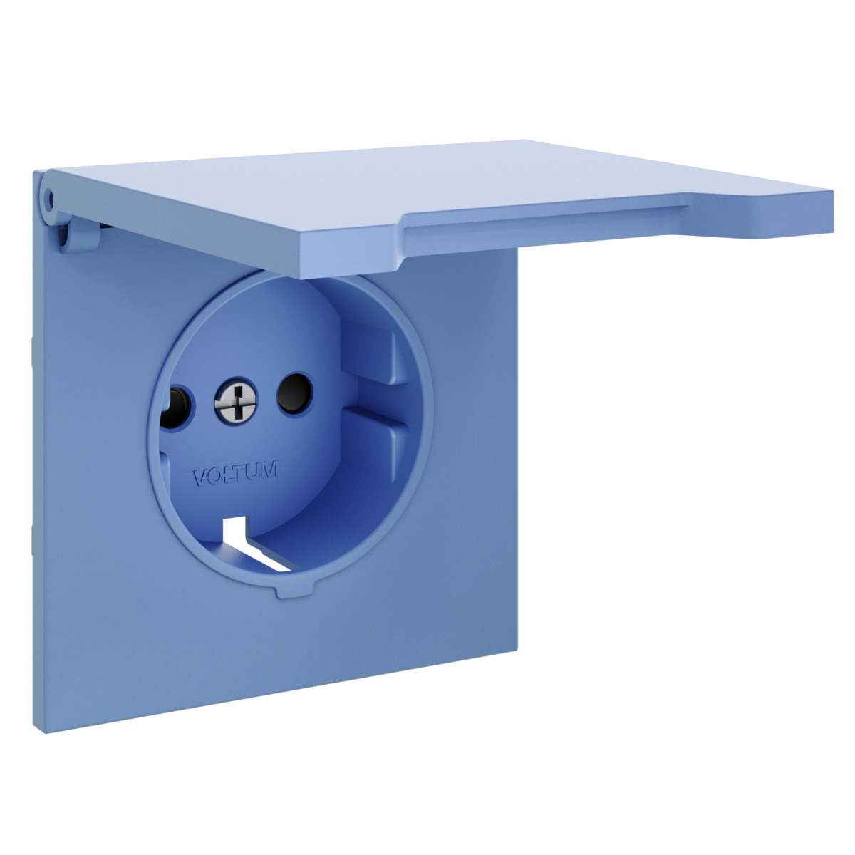 Накладка для розетки с заземлением, защитными шторками и крышкой Voltum S70 (деним) VLS000815