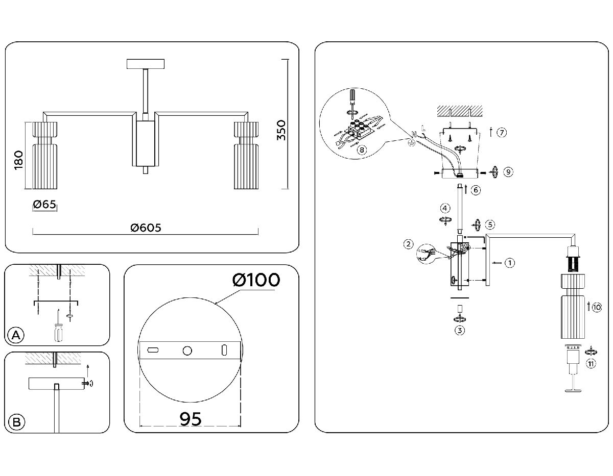 Люстра на штанге Ambrella Light High Light Heigh Light LH56113