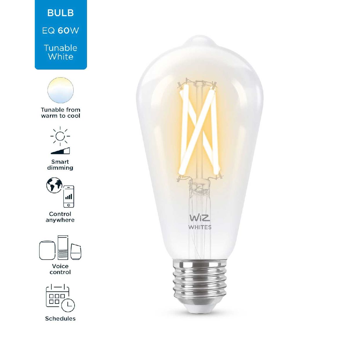 Умная светодиодная лампа Wiz Wi-Fi BLE60WST64E27927-65CL1PF/6 E27 7W 2700/6500K 929003018601