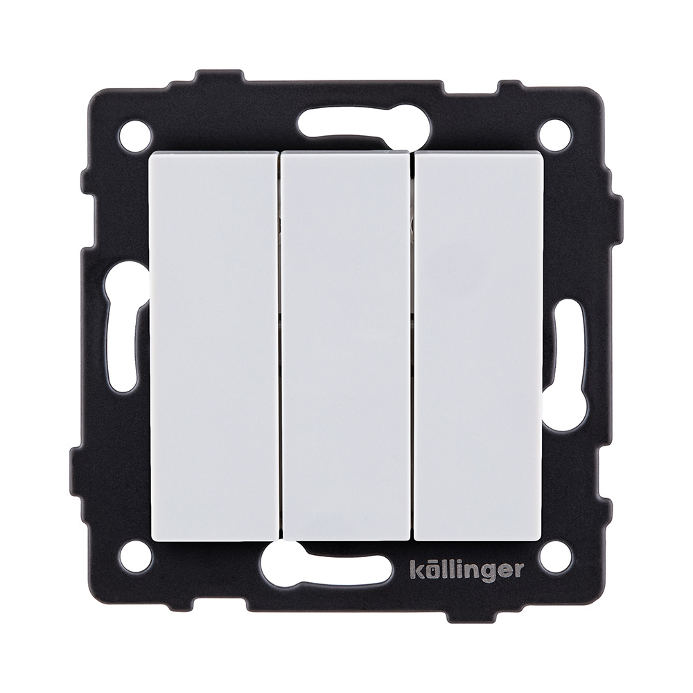 Выключатель 3-клавишный 10А/250В, белый Kollinger REA-S-012WH для Aspekt, Eleganz, Reflex
