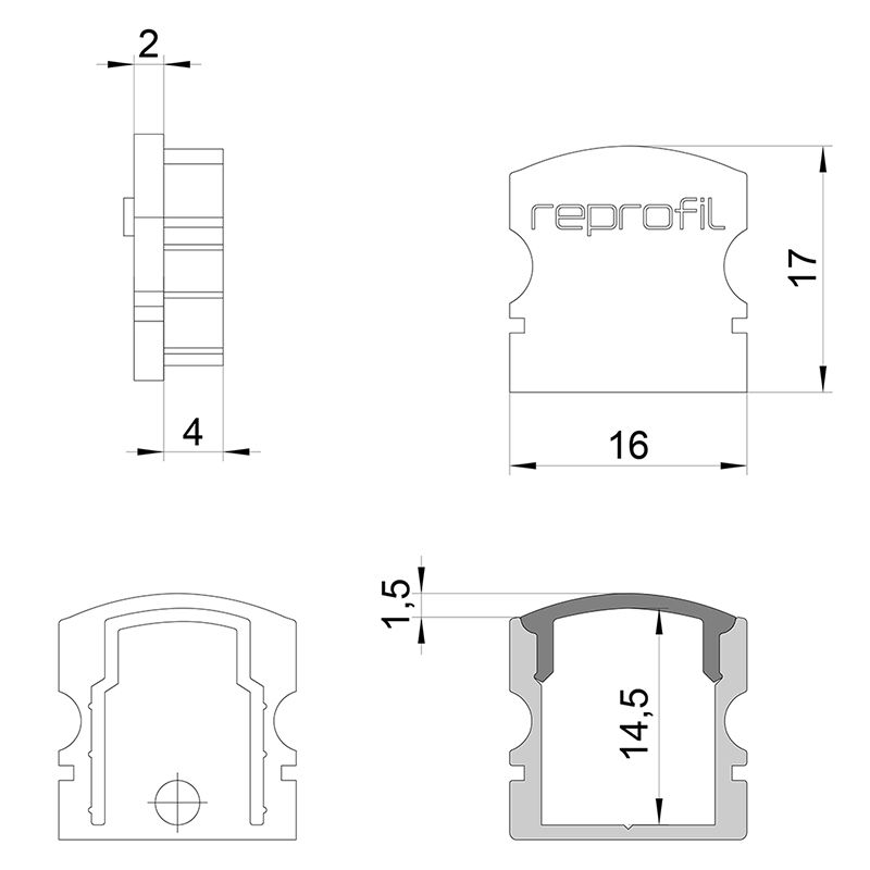 Торцевая заглушка (2 шт.) Deko-Light F-AU-02-10 978552