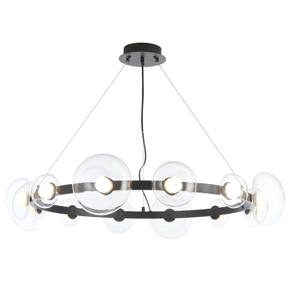Подвесная люстра шар Crystal Lux BOSQUE SP12 BLACK/TRANSPARENT