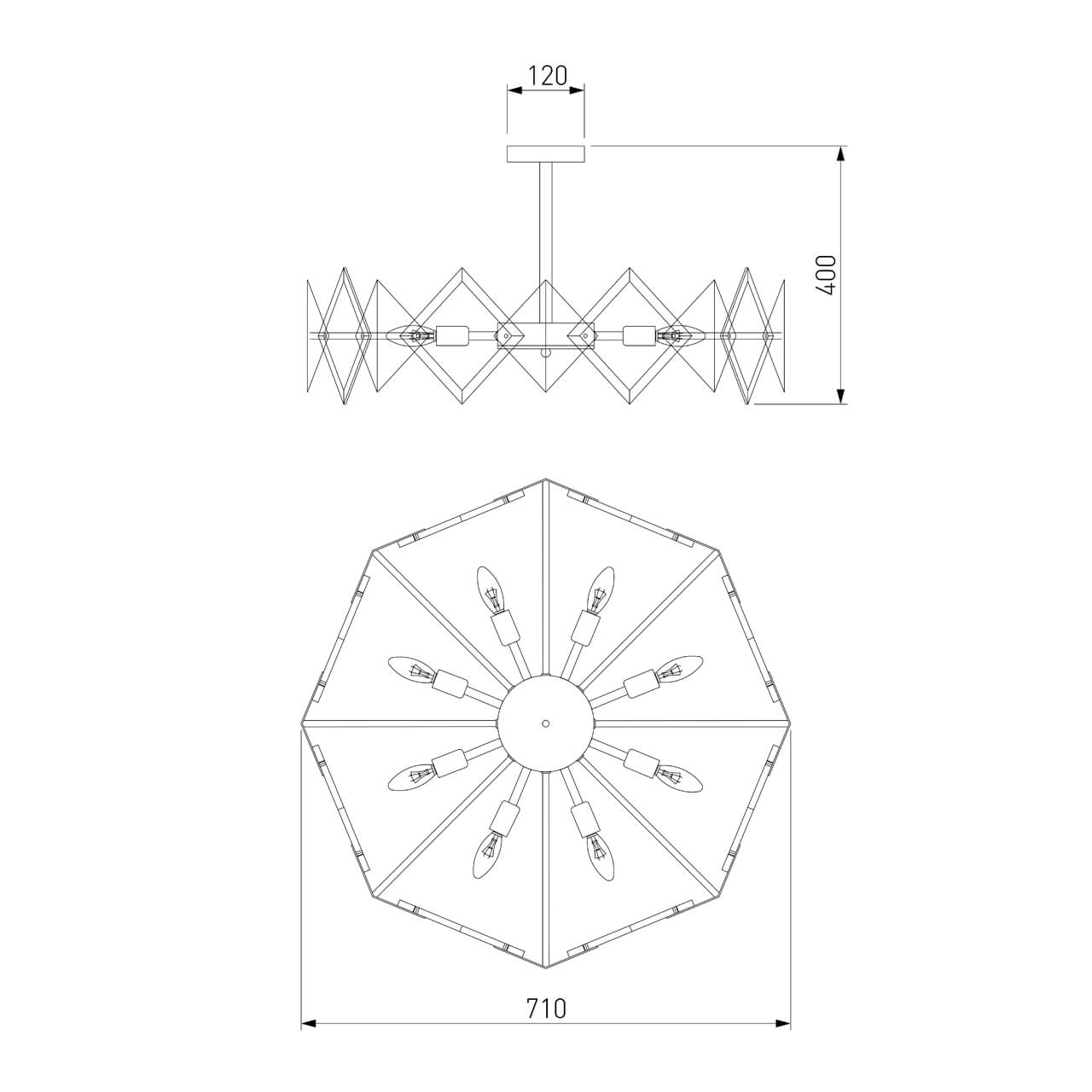 Потолочный светильник Eurosvet Origami 60121/8 латунь Smart