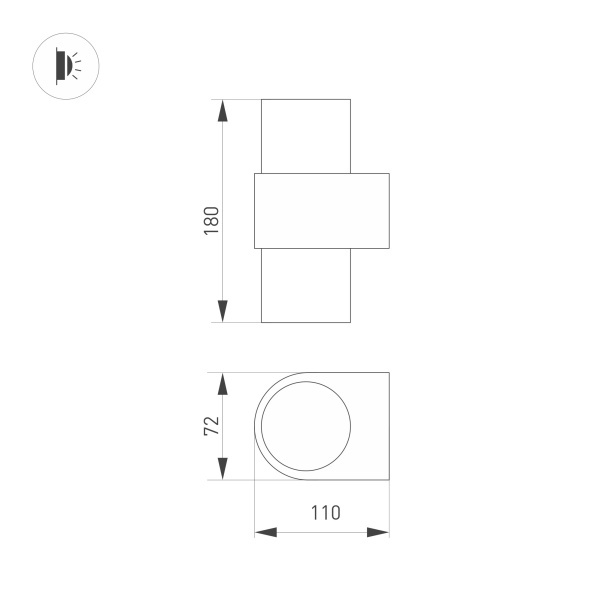 Настенный светильник Arlight SP-Spicy-Wall-Twin-S180x72-2x6W Warm3000 033733