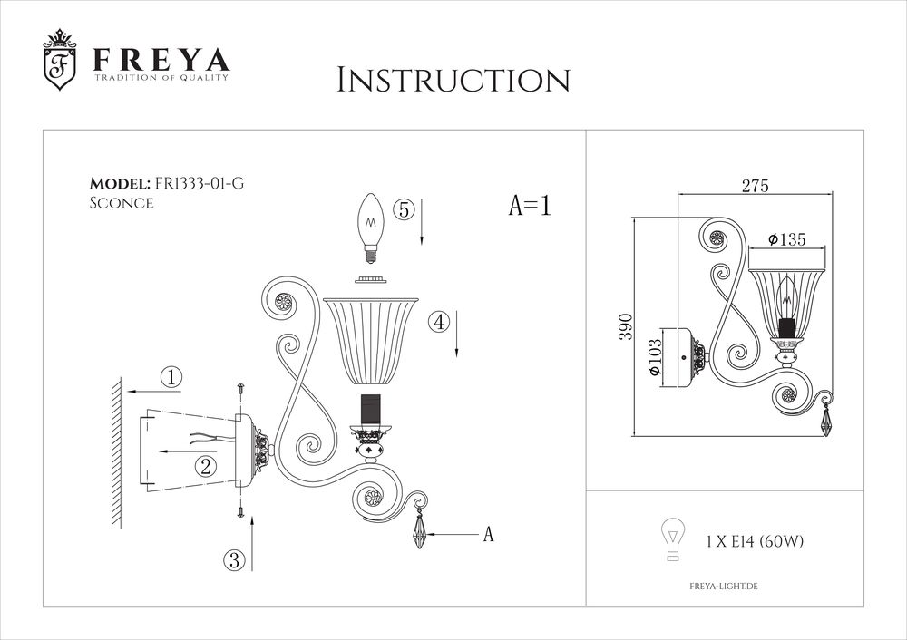 Бра Freya Symphony FR2333-WL-01-BG