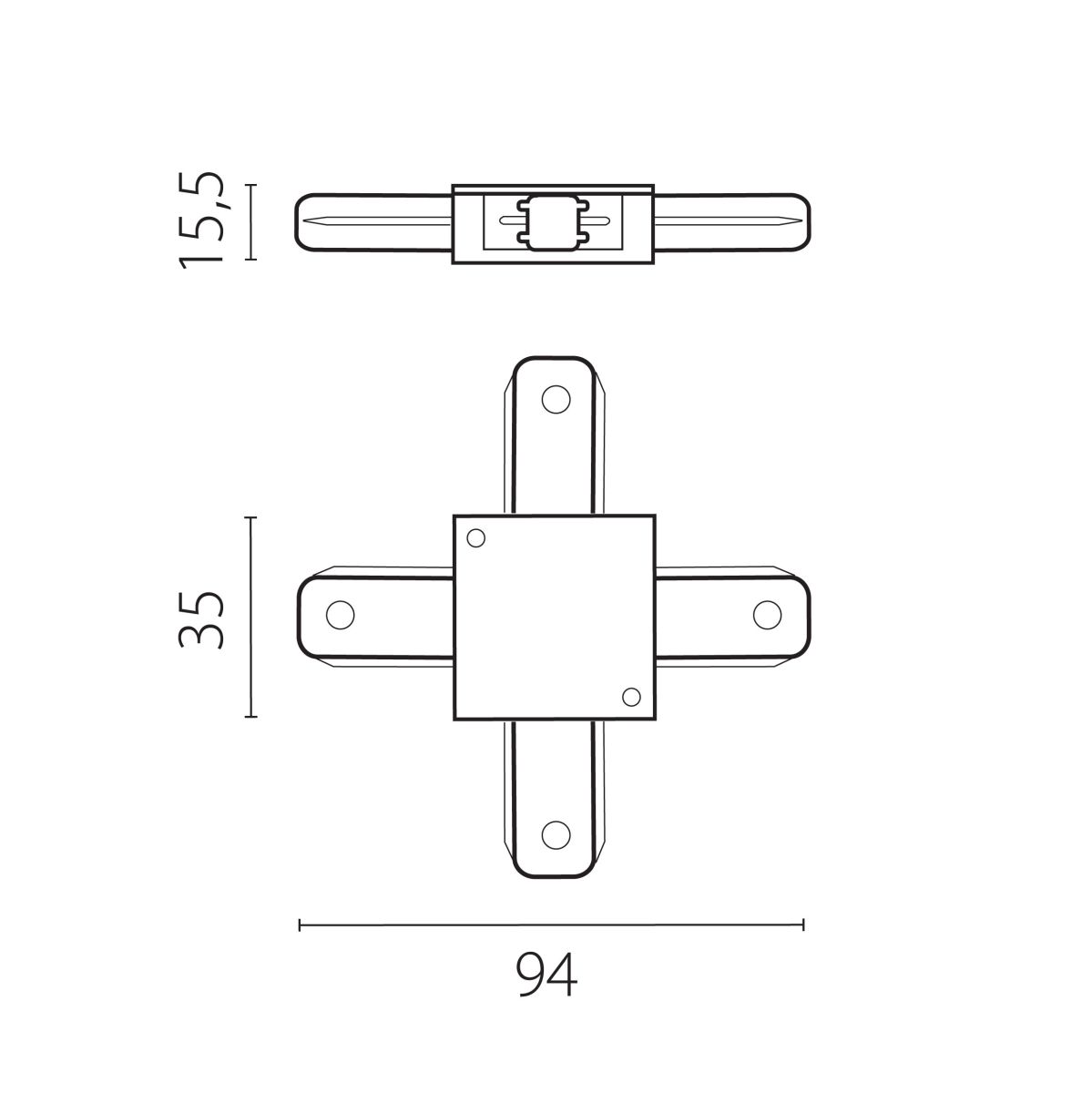 Соединитель X-образный однофазный к 50202X-P, 50203X-P 502126 Barra Lightstar 502146-P