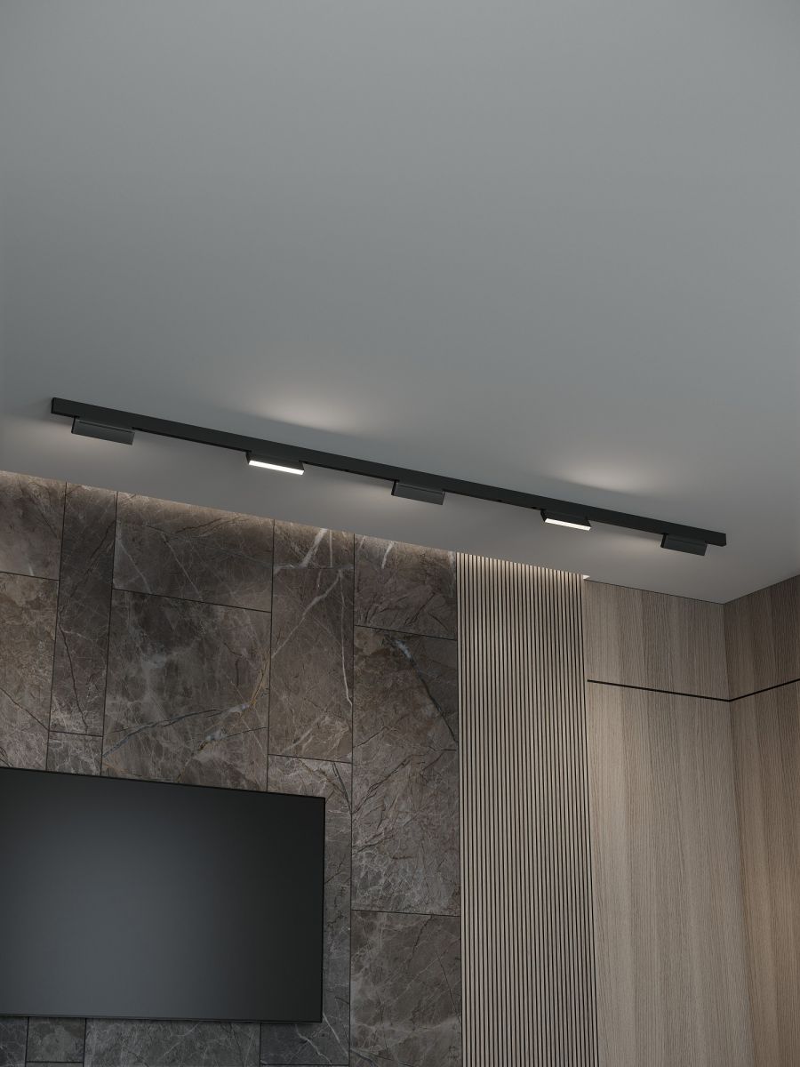 Трековая система со светильниками №4 трехфазная накладная Eldeko (48В, форма - прямая, 3м, 3000K) черная Hesby Lighting HSBL_kompl_E004_NI3B3K